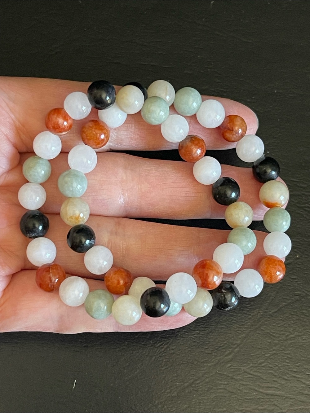 Genuine multi color jade Stretch Bracelet sets.
